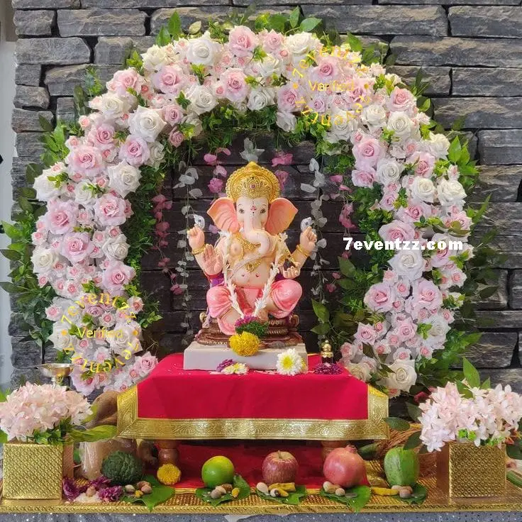 Ganesh Chaturthi Flower Backdrop